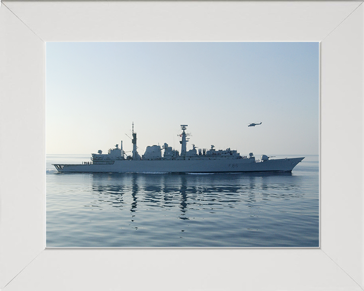 HMS Campbeltown (F86) Royal Navy Type 22 Frigate Starboard Beam Reflections Photo Print Wall Art Decor Posters, Prints, & Visual Artwork Hampshire Prints 10 x 8 White Frame No