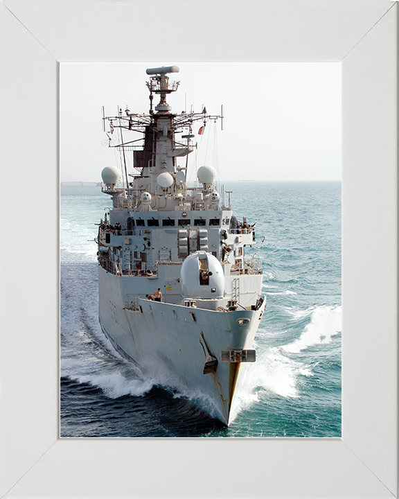 HMS Chatham (F87) Royal Navy Type 22 Frigate Bow View Portrait Photo Print Wall Art Decor Posters, Prints, & Visual Artwork Hampshire Prints 10 x 8 White Frame No