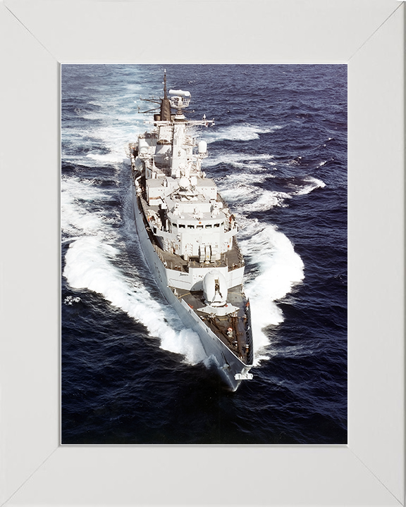 HMS Cumberland (F85) Royal Navy Type 22 Frigate Underway High Bow View Photo Print Wall Art Decor Posters, Prints, & Visual Artwork Hampshire Prints 10 x 8 White Frame No