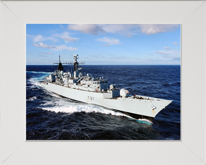 HMS Chatham (F87) Royal Navy Type 22 Frigate High Starboard View Photo Print Wall Art Decor Posters, Prints, & Visual Artwork Hampshire Prints 10 x 8 White Frame No