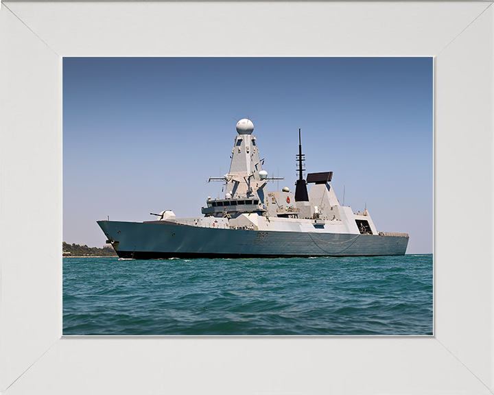HMS Duncan (D37) Royal Navy Type 45 Destroyer Low Port Side View Photo Print Wall Art Decor Posters, Prints, & Visual Artwork Hampshire Prints 10 x 8 White Frame No