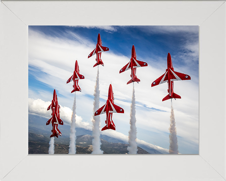 RAF Red Arrows Vertical Climb Closeup Photo Print - Royal Air Force Aircraft Hampshire Prints 10 x 8 White Frame No