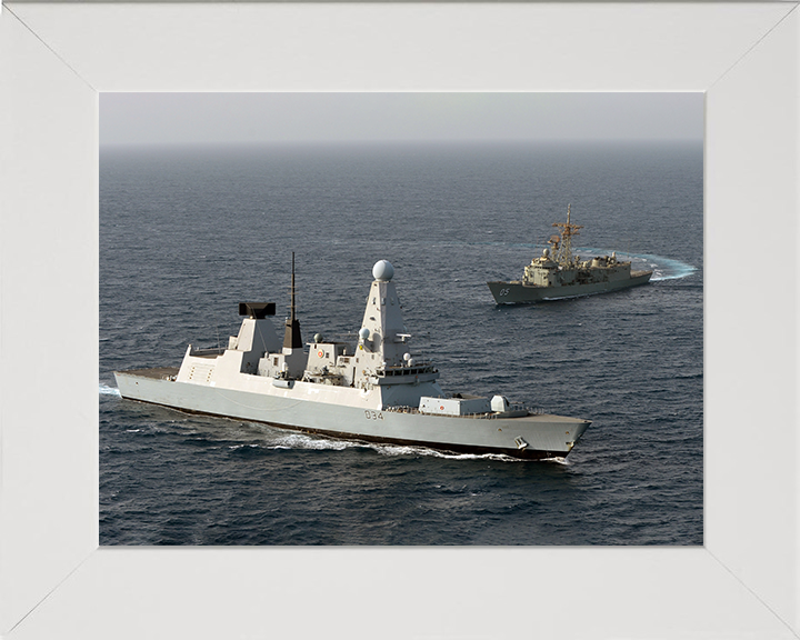 HMS Diamond (D34) Photo Print - HMAS Melbourne - Royal Navy Type 45 Destroyer Hampshire Prints 10 x 8 White Frame No