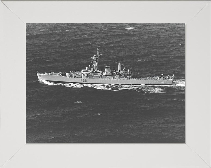 HMS Naiad (F39) Photo Print - Atlantic Sea 1978 - Royal Navy Leander Class Frigate Hampshire Prints 10 x 8 White Frame No