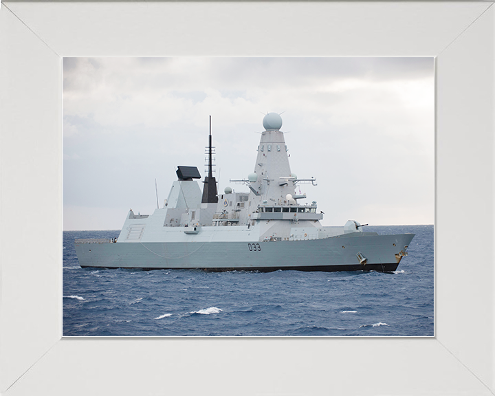 HMS Dauntless (D33) Royal Navy Type 45 Destroyer Starboard Beam View Photo Print Wall Art Decor Posters, Prints, & Visual Artwork Hampshire Prints 10 x 8 White Frame No