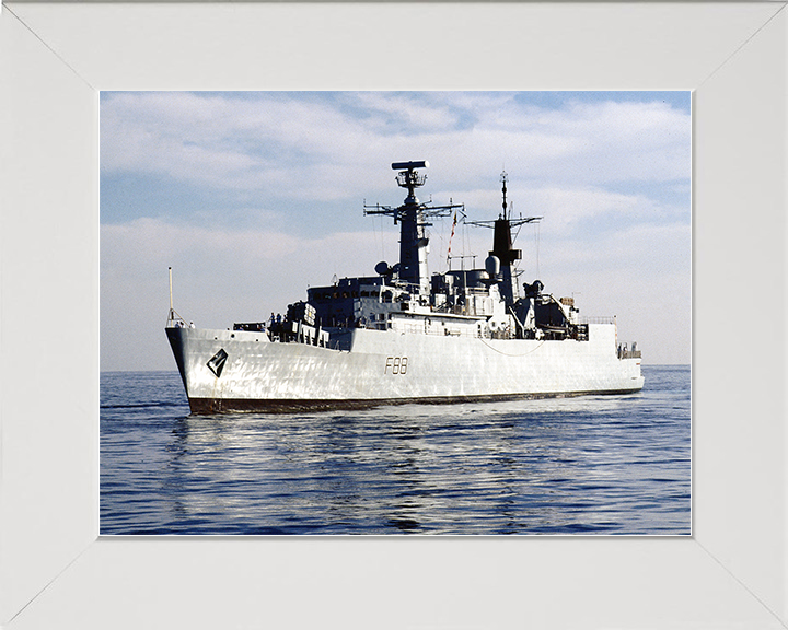 HMS Broadsword (F88) Royal Navy Type 22 Frigate Calm Sea Port Side View Photo Print Wall Art Decor Posters, Prints, & Visual Artwork Hampshire Prints 10 x 8 White Frame No