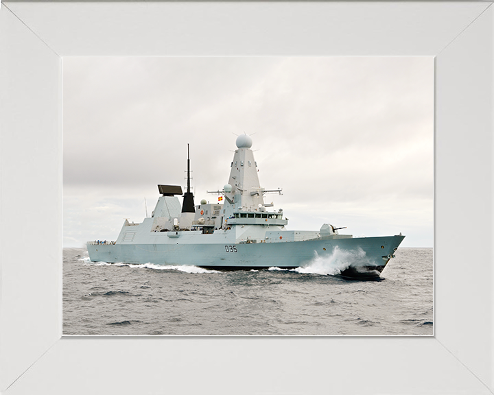 HMS Dragon (D35) Royal Navy Type 45 Destroyer Underway Starboard View Photo Print Wall Art Decor Posters, Prints, & Visual Artwork Hampshire Prints 10 x 8 White Frame No