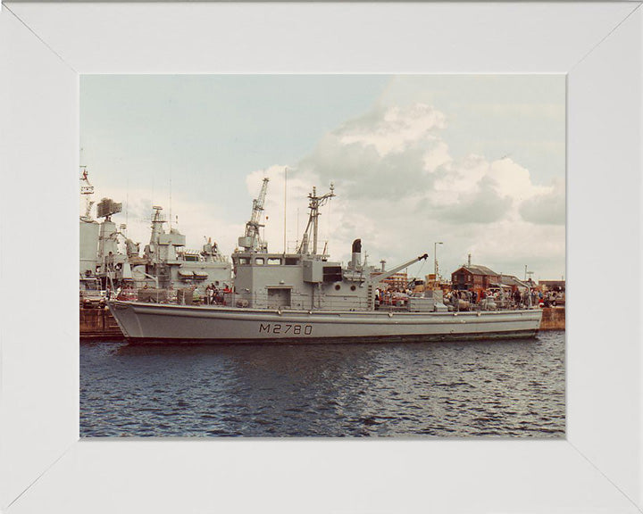 HMS Woodlark (HMS Yaxham) (M2780) Photo Print - In Port - Royal Navy Survey Vessel Hampshire Prints 10 x 8 White Frame No