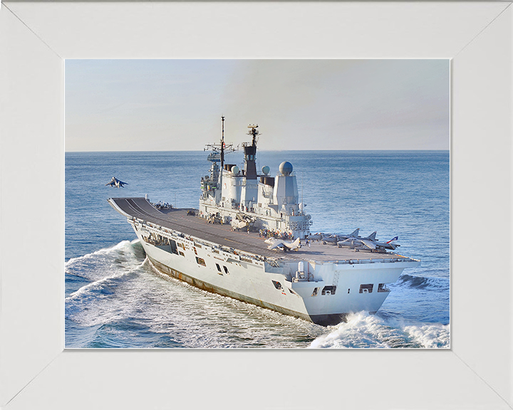 HMS Ark Royal (R07) Royal Navy Invincible Class Aircraft Carrier Takeoff Photo Print Wall Art Decor Posters, Prints, & Visual Artwork Hampshire Prints 10 x 8 White Frame No