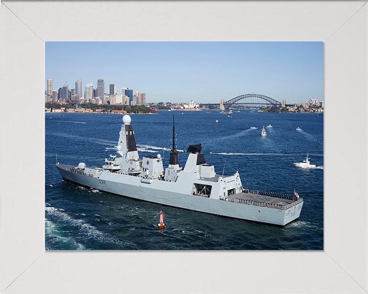 HMS Daring (D32) Photo Print - Sydney Harbour 2013 - Royal Navy Type 45 Destroyer Posters, Prints, & Visual Artwork Hampshire Prints 10 x 8 White Frame No