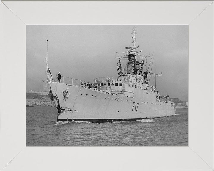 HMS Ulysses (F17) Photo Print - leaving Harbour - Royal Navy Type 15 Frigate Hampshire Prints 10 x 8 White Frame No
