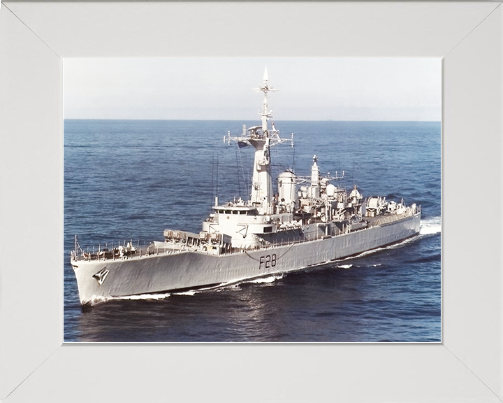 HMS Cleopatra (F28) Royal Navy Leander Class Frigate High Port Bow View Photo Print Wall Art Decor Posters, Prints, & Visual Artwork Hampshire Prints 10 x 8 White Frame No