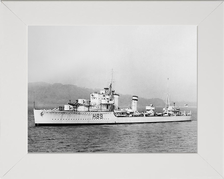 HMS Grafton (H89) Photo Print - At Sea 1936 - Royal Navy G Class Destroyer Posters, Prints, & Visual Artwork Hampshire Prints 10 x 8 White Frame No