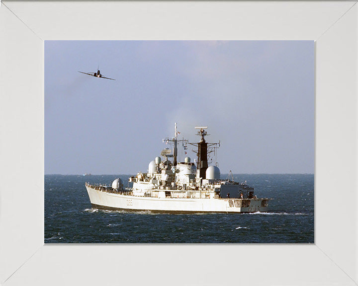 HMS Manchester (D95) Photo Print - Port Quarter View - Royal Navy Type 42 Destroyer Hampshire Prints 10 x 8 White Frame No