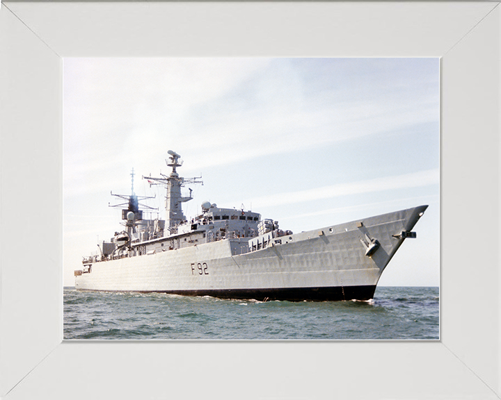 HMS Boxer (F92) Royal Navy Type 22 Frigate Starboard Side View Photo Print Wall Art Decor Posters, Prints, & Visual Artwork Hampshire Prints 10 x 8 White Frame No