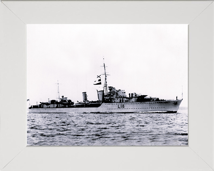 HMS Zulu (L18) Photo Print - at sea - Royal Navy Tribal Class Destroyer Posters, Prints, & Visual Artwork Hampshire Prints 10 x 8 White Frame No