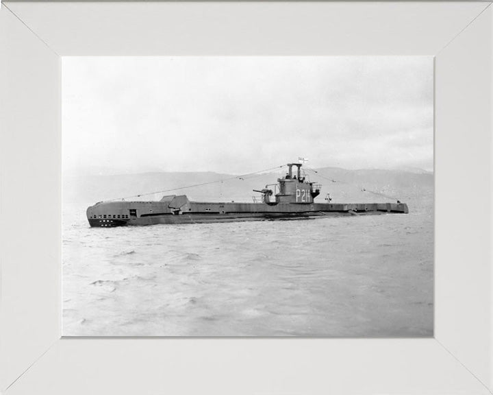 HMS Satyr (P214) Photo Print - Port Side View - Royal Navy S Class Submarine Hampshire Prints 10 x 8 White Frame No