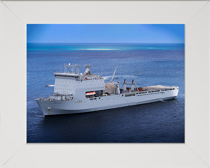 RFA Mounts Bay (L3008) Photo Print - Port View - Royal Fleet Auxiliary Bay Class Ship Hampshire Prints 10 x 8 White Frame No