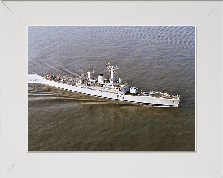 HMS Charybdis (F75) Royal Navy Leander Class Frigate From Above Photo Print Wall Art Decor Posters, Prints, & Visual Artwork Hampshire Prints 10 x 8 White Frame No