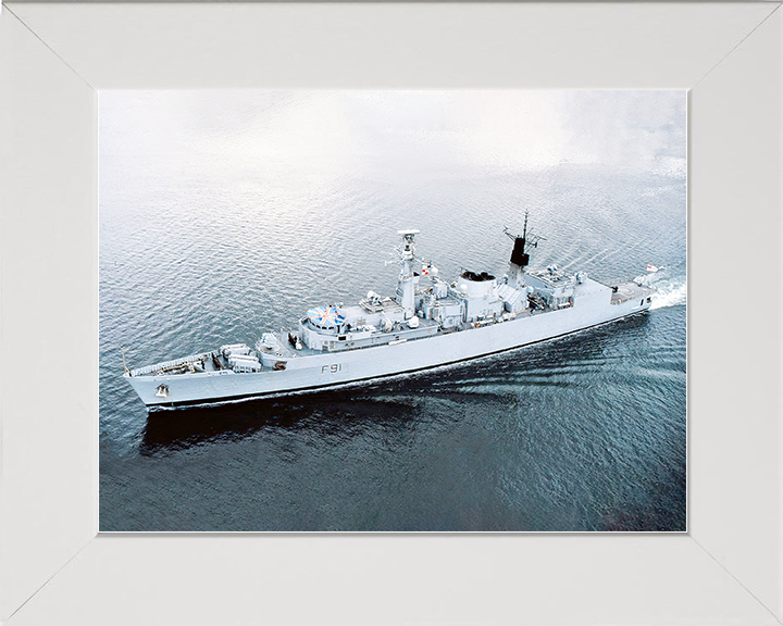 HMS Brazen (F91) Royal Navy Type 22 Frigate High Port Side View Photo Print Wall Art Decor Posters, Prints, & Visual Artwork Hampshire Prints 10 x 8 White Frame No
