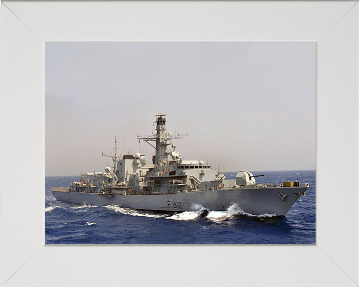HMS Somerset (F82) Photo Print - Starboard View - Royal Navy Type 23 Frigate Hampshire Prints 10 x 8 White Frame No