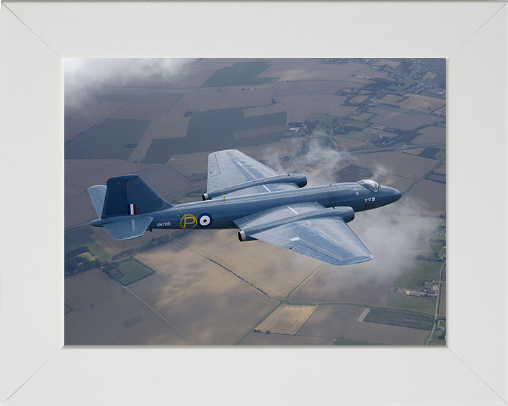 RAF prototype Canberra in flight Photo Print - Royal Air Force Aircraft Hampshire Prints 10 x 8 White Frame No