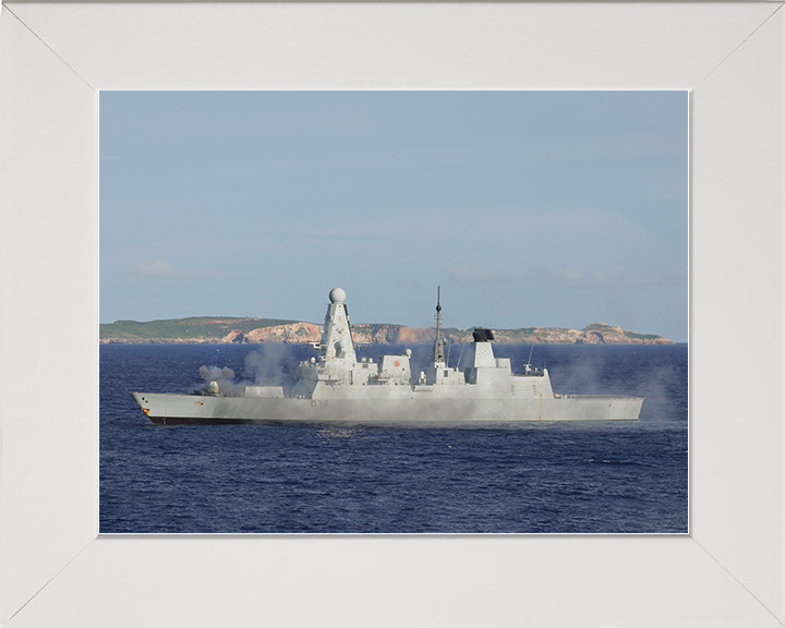 HMS Defender (D36) Royal Navy Type 45 Destroyer Gunnery Exercise Photo Print Wall Art Decor Posters, Prints, & Visual Artwork Hampshire Prints