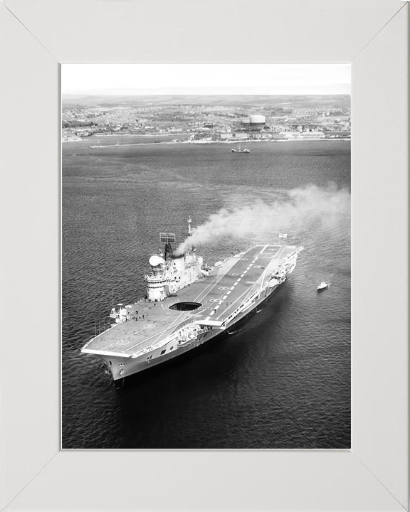 HMS Eagle (R05) Royal Navy Audacious Class Aircraft Carrier High Port Bow View Photo Print Wall Art Decor Posters, Prints, & Visual Artwork Hampshire Prints 10 x 8 White Frame No