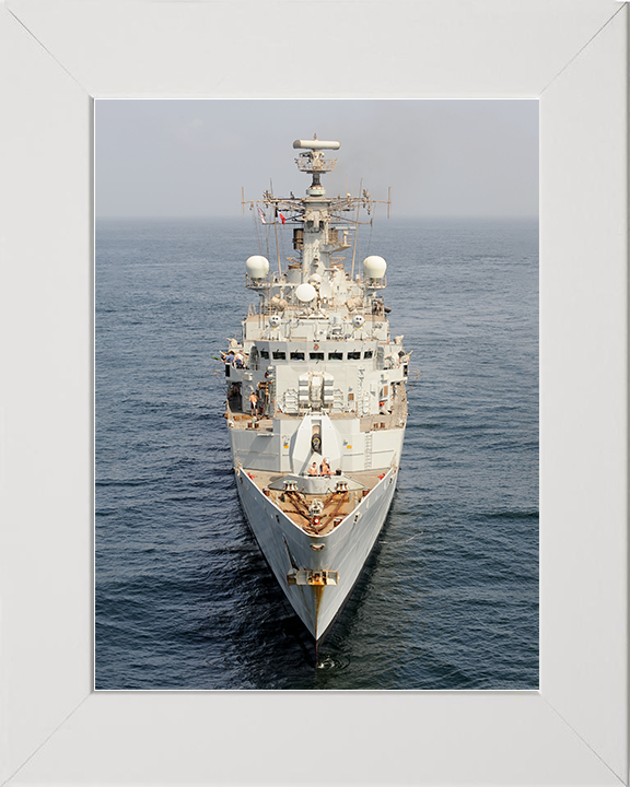 HMS Cumberland (F85) Royal Navy Type 22 Frigate High Bow View Photo Print Wall Art Decor Posters, Prints, & Visual Artwork Hampshire Prints 10 x 8 White Frame No
