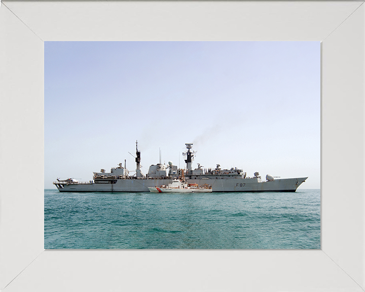 HMS Chatham (F87) Photo Print - With USS Monomoy 2008 - Royal Navy Type 22 Frigate Posters, Prints, & Visual Artwork Hampshire Prints 10 x 8 White Frame No