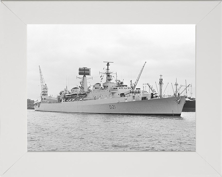 HMS Norfolk (D21) Photo Print - Amsterdam 1976 - Royal Navy County Class Destroyer Hampshire Prints 10 x 8 White Frame No