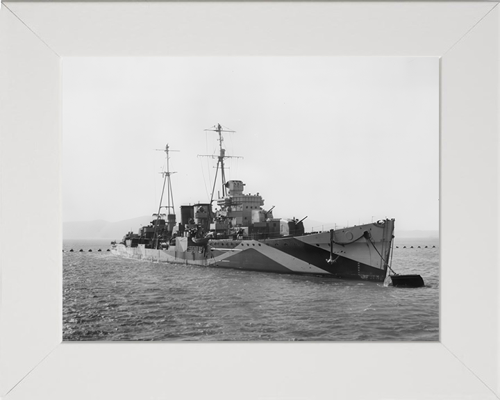 HMS Delhi (D47) Photo Print - At A Buoy 1942 - Royal Navy Danae Class Cruiser Hampshire Prints 10 x 8 White Frame No