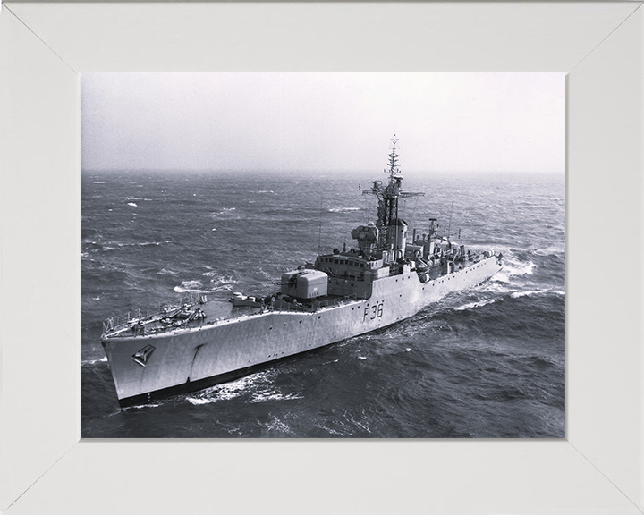 HMS Whitby (F36) Photo Print - At Sea 1966 - Royal Navy Whitby Class Frigate Posters, Prints, & Visual Artwork Hampshire Prints 10 x 8 White Frame No