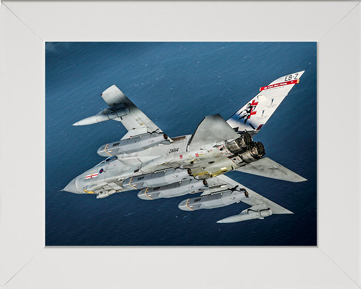 RAF Tornado GR4 of 41 Sqaudron in flight Photo Print - Royal Air Force Aircraft Hampshire Prints 10 x 8 White Frame No