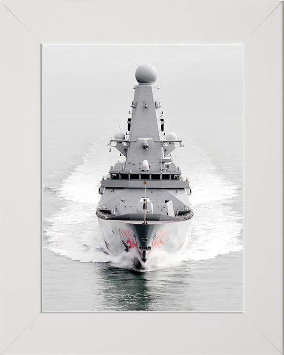 HMS Dragon (D35) Royal Navy Type 45 Destroyer Bow View 2011 Photo Print Wall Art Decor Posters, Prints, & Visual Artwork Hampshire Prints 10 x 8 White Frame No