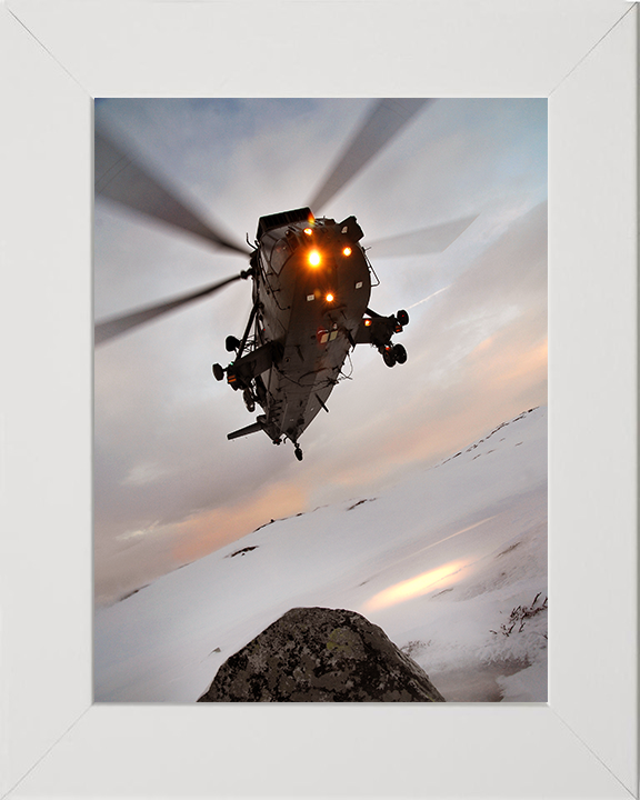 Sea King HC Mark 4 Helicopter Landing 2009 Photo Print - Royal Navy Aircraft Posters, Prints, & Visual Artwork Hampshire Prints 10 x 8 White Frame No
