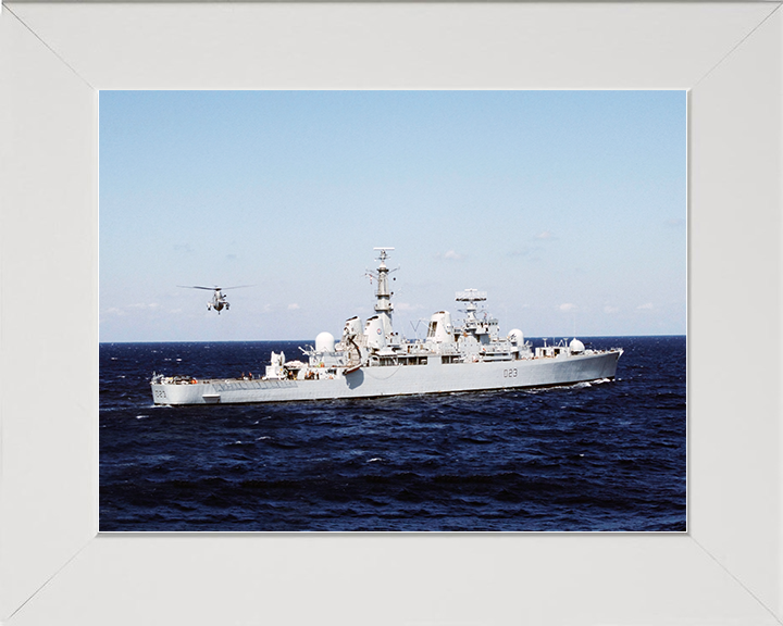 HMS Bristol (D23) Royal Navy Type 82 Destroyer With Helicopter Photo Print Wall Art Decor Posters, Prints, & Visual Artwork Hampshire Prints 10 x 8 White Frame No