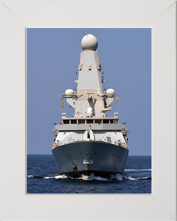 HMS Diamond (D34) Royal Navy Type 45 Destroyer Low Bow View Photo Print Wall Art Decor Posters, Prints, & Visual Artwork Hampshire Prints 10 x 8 White Frame No