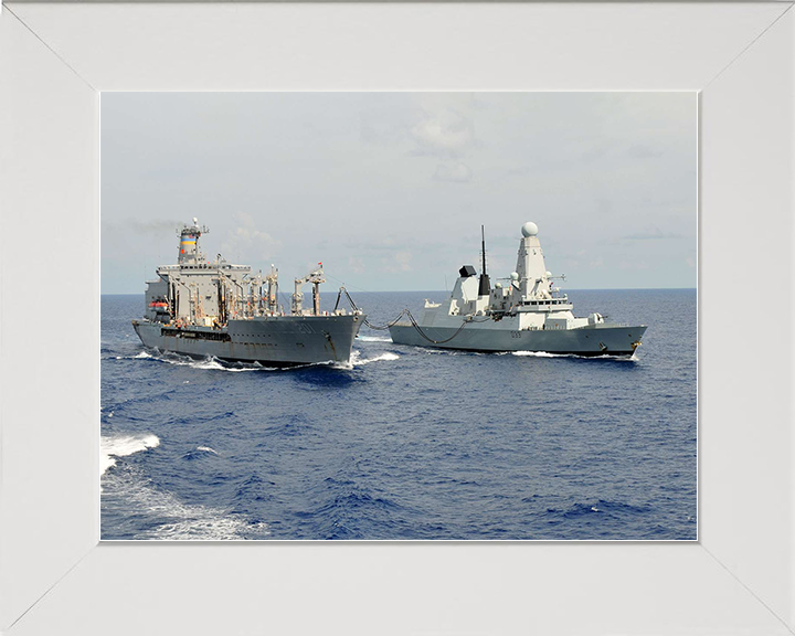 HMS Dauntless (D33) Royal Navy Type 45 Destroyer During a RAS Photo Print Wall Art Decor Posters, Prints, & Visual Artwork Hampshire Prints 10 x 8 White Frame No