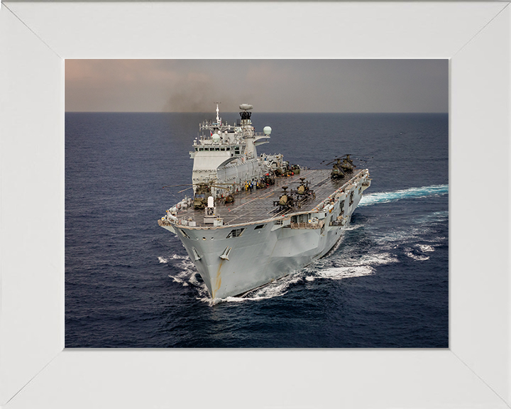 HMS Ocean (L12) Photo Print - Mediterranean 2016 - Royal Navy Landing Platform Helicopter Hampshire Prints 10 x 8 White Frame No