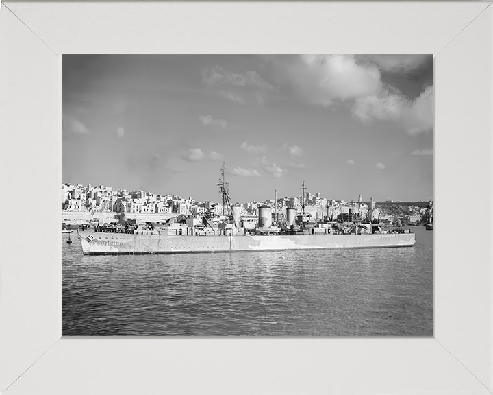 HMS Welshman Photo Print - Valletta 1942 - Royal Navy Abdiel Class Minelayer Posters, Prints, & Visual Artwork Hampshire Prints 10 x 8 White Frame No