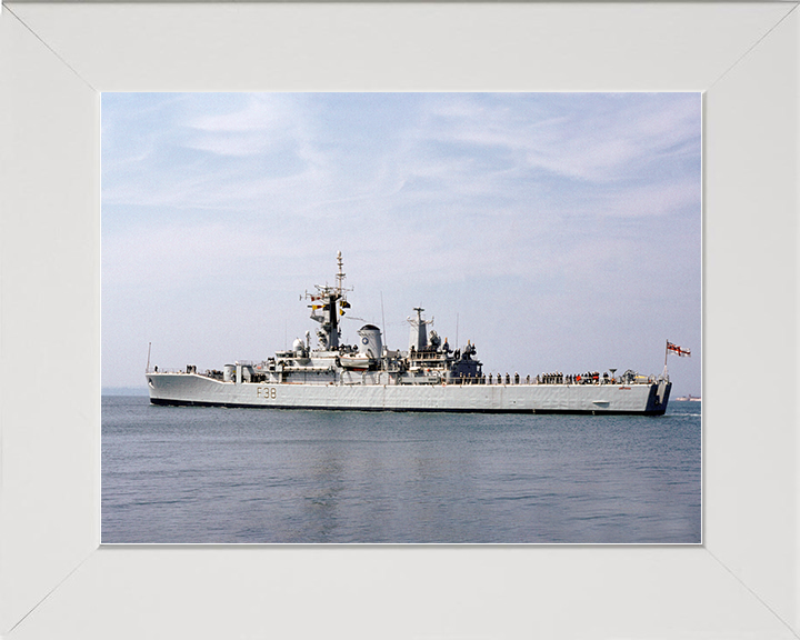 HMS Arethusa (F38) Royal Navy Leander Class Frigate Leaving Portsmouth Photo Print Wall Art Decor Posters, Prints, & Visual Artwork Hampshire Prints 10 x 8 White Frame No