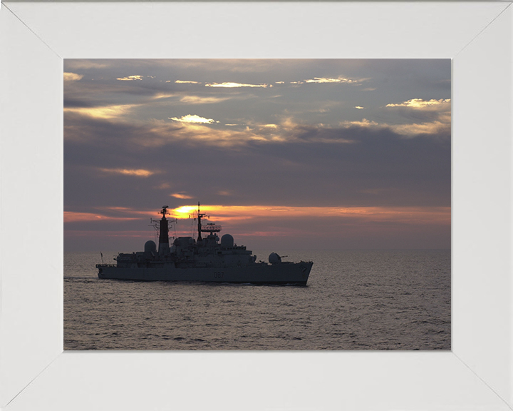 HMS Newcastle (D87) Photo Print - Sunset Silhouette 2000 - Royal Navy Type 42 Destroyer