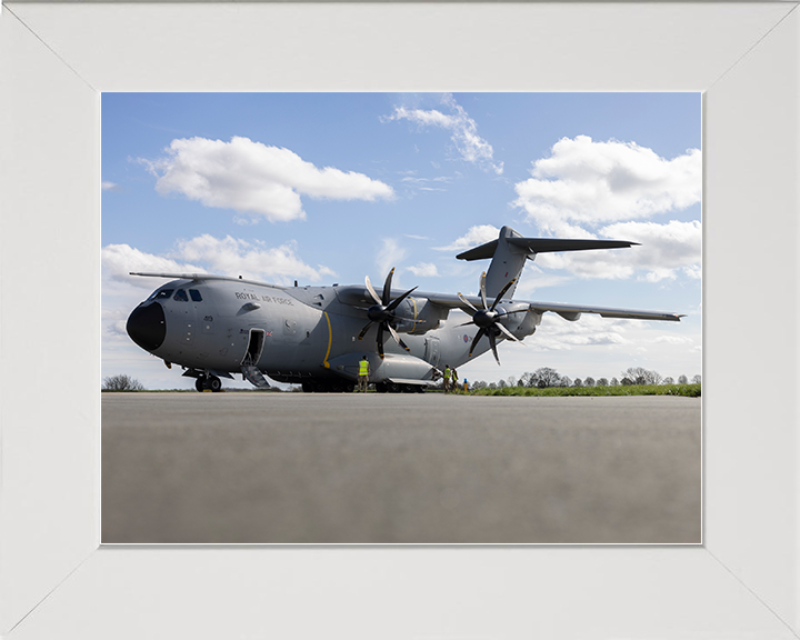 RAF Atlas A400M At RAF Wittering Photo Print Royal Air Force Wall Art Aviation Decor Posters, Prints, & Visual Artwork Hampshire Prints 10 x 8 White Frame No