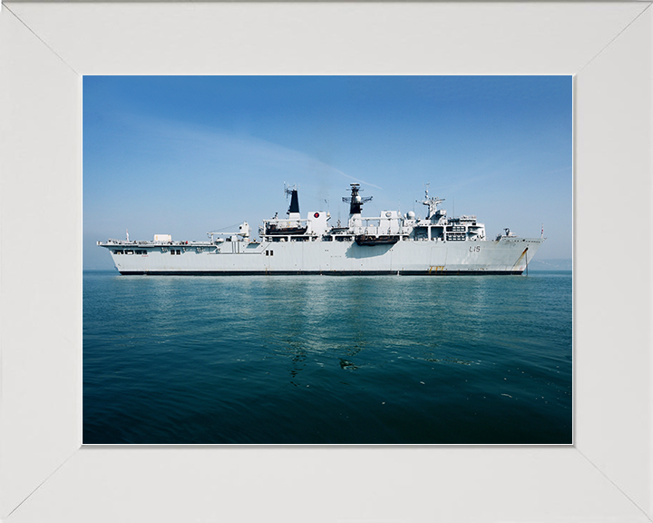 HMS Bulwark (L15) Royal Navy Albion Class Amphibious Ship Starboard Beam View Photo Print Wall Art Decor Posters, Prints, & Visual Artwork Hampshire Prints 10 x 8 White Frame No