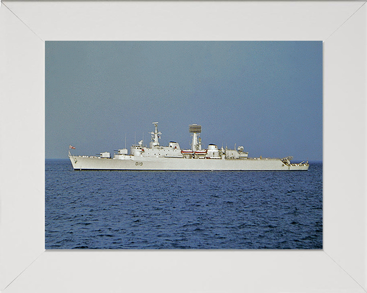 HMS Glamorgan (D19) Photo Print - Port Beam View - Royal Navy County Class Destroyer Hampshire Prints 10 x 8 White Frame No