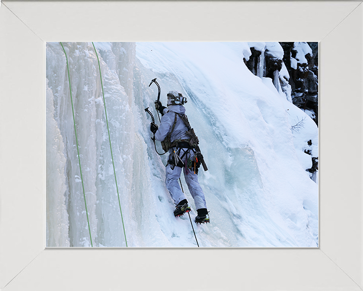Royal Marine Commando Ice Climbing in Norway Photo Print 30 Commando Marines Wall Art Military Decor UK Posters, Prints, & Visual Artwork Hampshire Prints 10 x 8 White Frame No