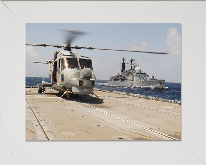 HMS Cardiff (D108) Photo Print - From HMS Richmond 2004 - Royal Navy Type 42 Destroyer Posters, Prints, & Visual Artwork Hampshire Prints 10 x 8 White Frame No