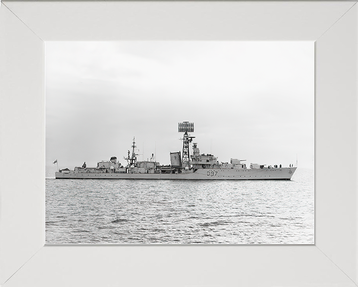 HMS Corunna (D97) Royal Navy Battle Class Destroyer Starboard Beam View Photo Print Wall Art Decor Posters, Prints, & Visual Artwork Hampshire Prints 10 x 8 White Frame No