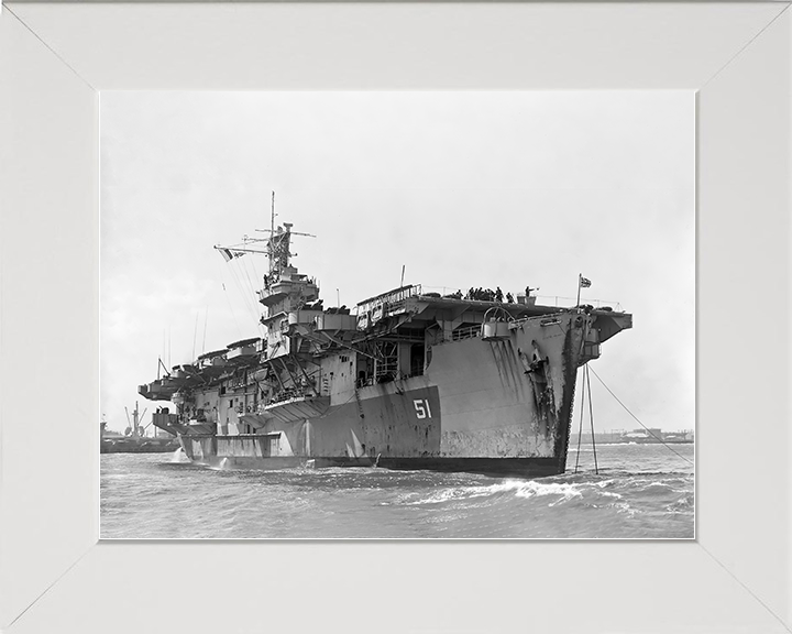 HMS Atheling (D51) Royal Navy Ruler Class Escort Carrier At a Buoy Photo Print Wall Art Decor Posters, Prints, & Visual Artwork Hampshire Prints 10 x 8 White Frame No